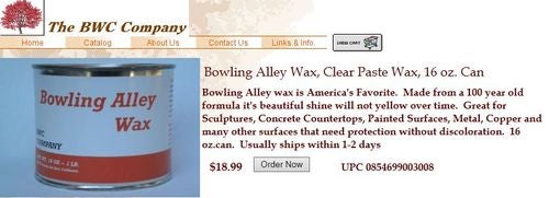 Bowling Alley Wax, Clear Paste Wax, 16 oz. Can